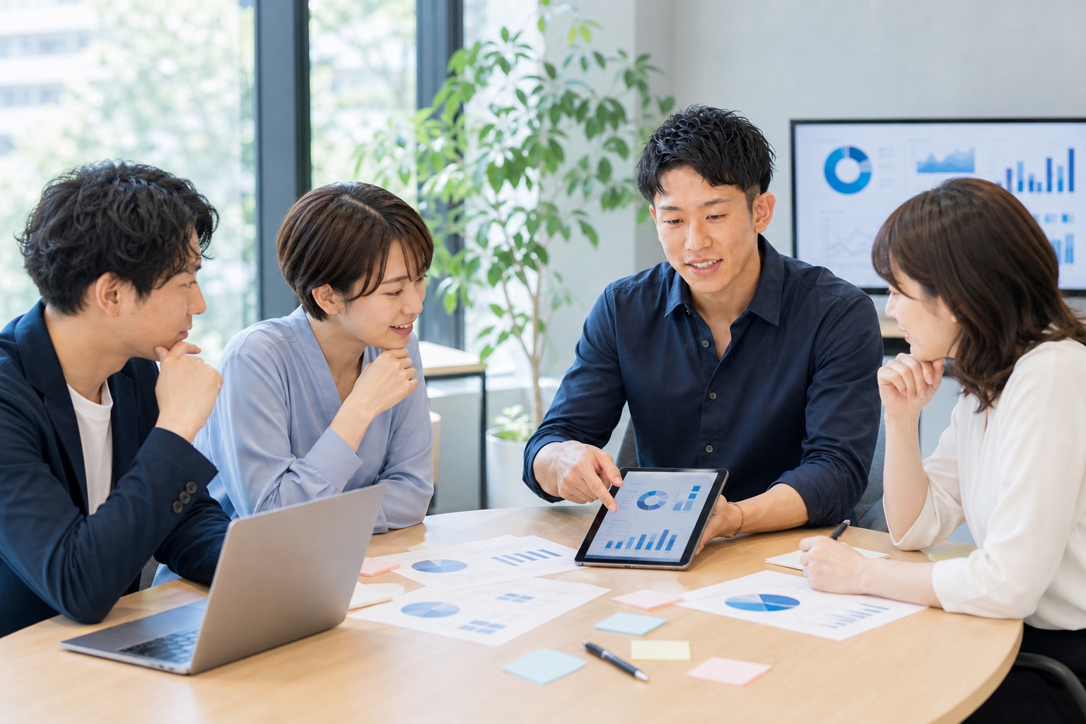 チームとデータを確認しながらGo-to-Market戦略を話し合う代表の沢坂弘樹